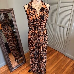 Dress Forum Black and Brown Tropical Jumpsuit